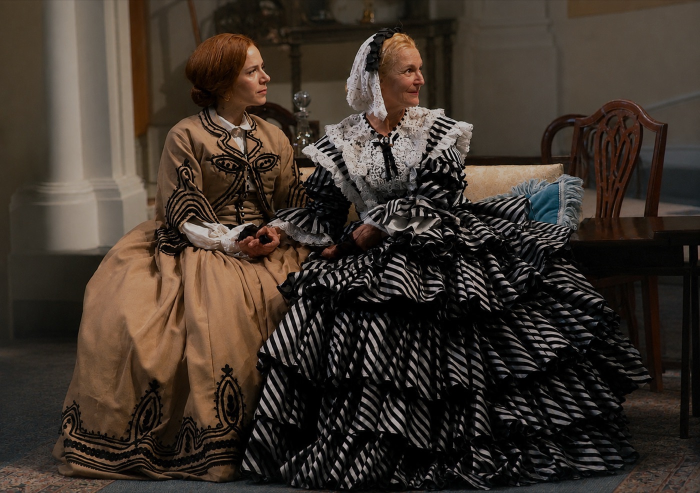 Catherine and Aunt Lavinia, costume design, The Heiress