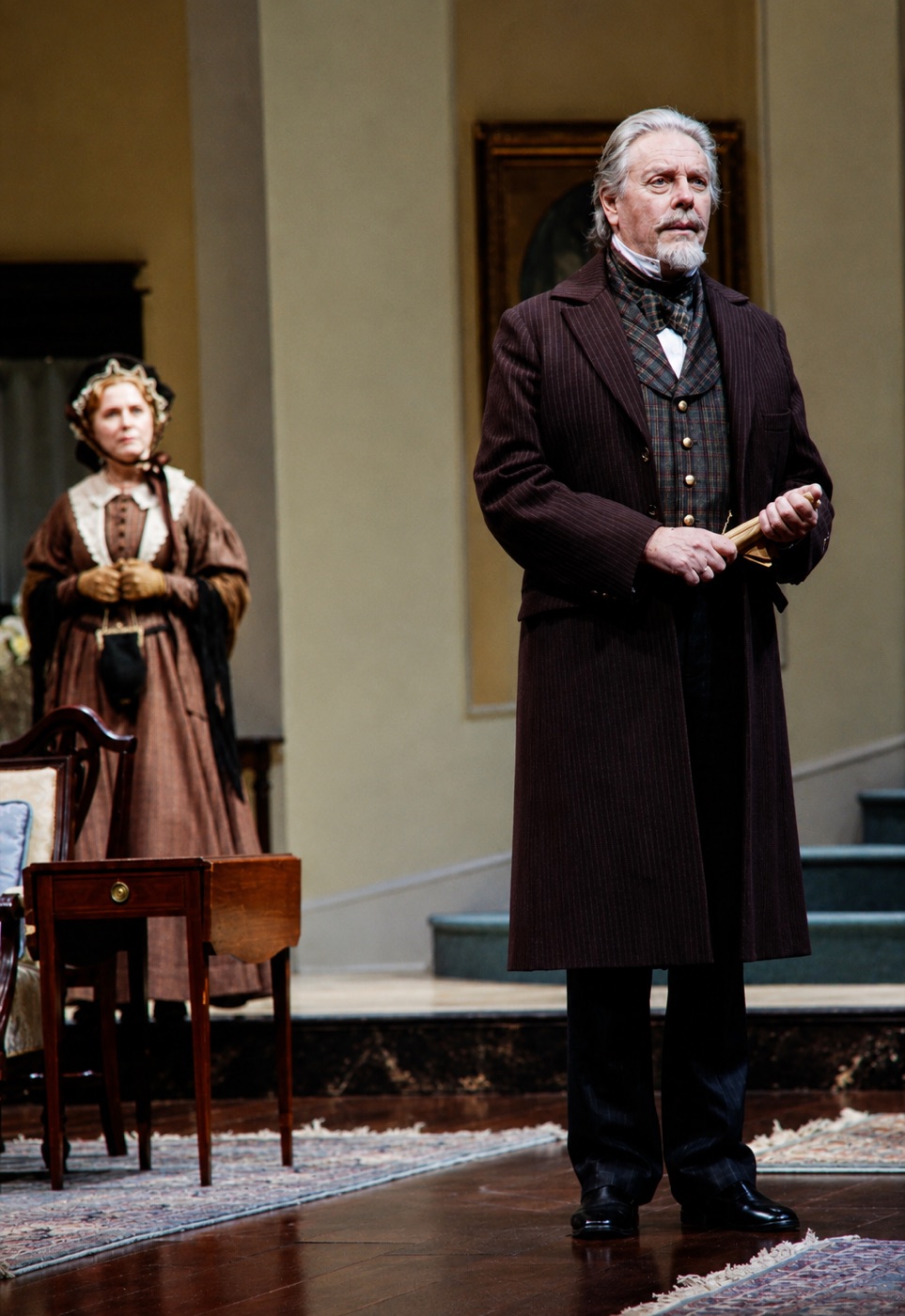 Dr. Sloper (Ken Ruta) with his sister, costume design, The Heiress