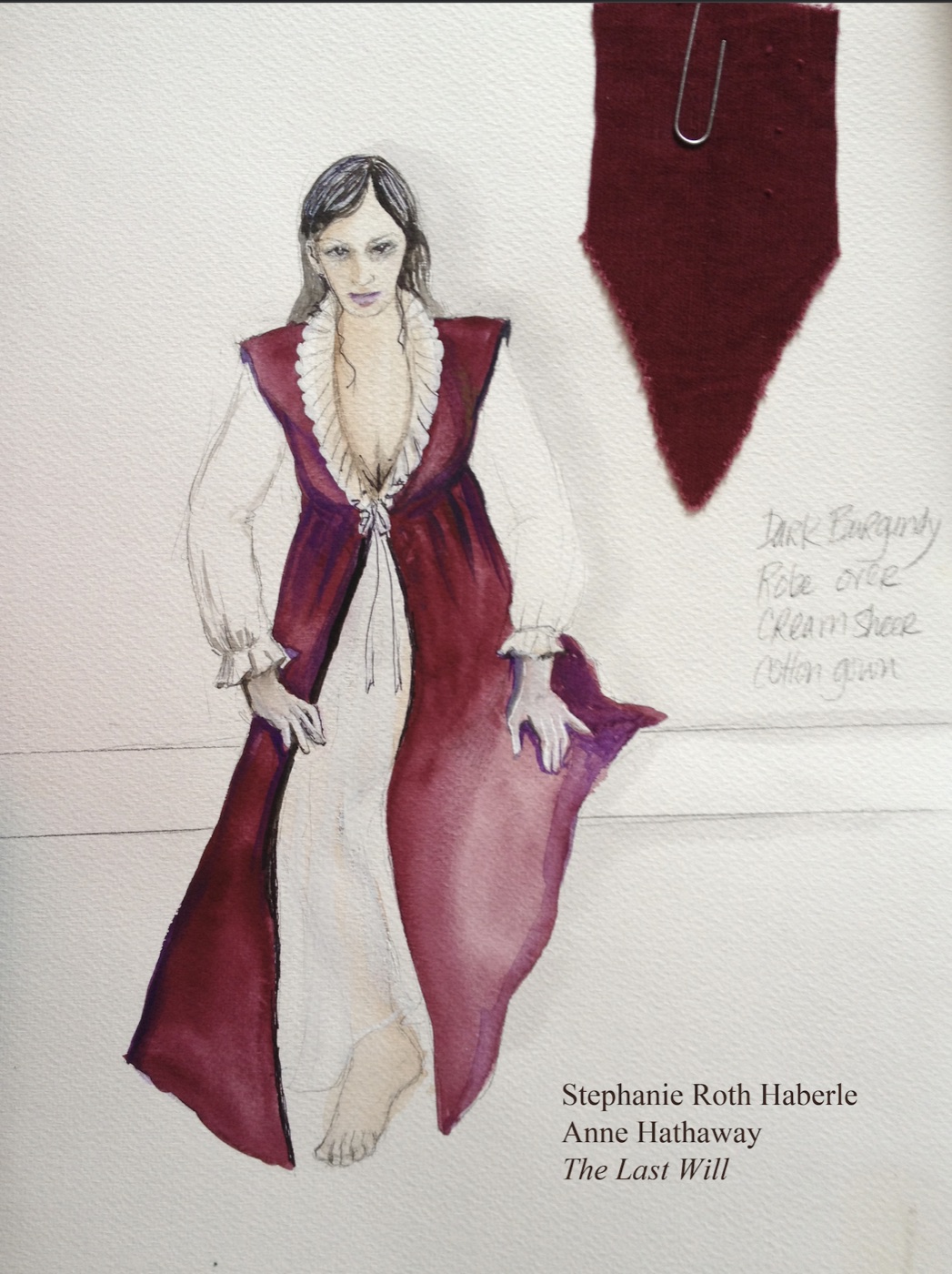 Anne Hathaway, costume sketch, The Last Will