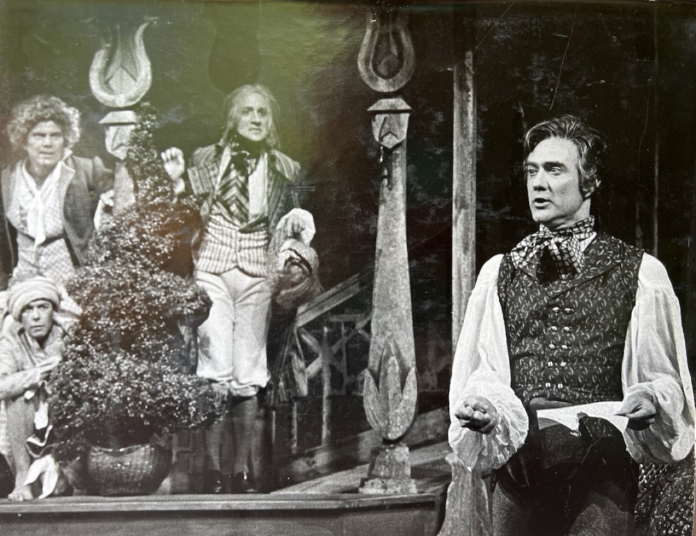 Ellis Rabb and company onstage, production photo, Twelfth Night, Academy Festival Theatre, costumes by Laura Crow