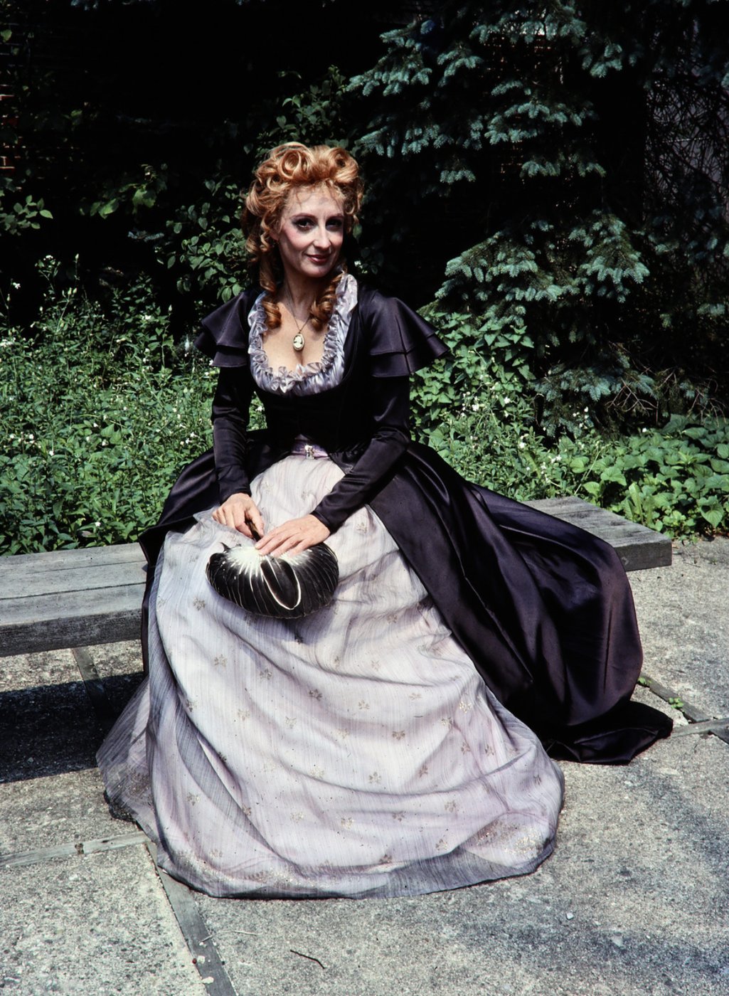 Olivia in mourning, seated, production photo, Twelfth Night, Academy Festival Theatre, costumes by Laura Crow