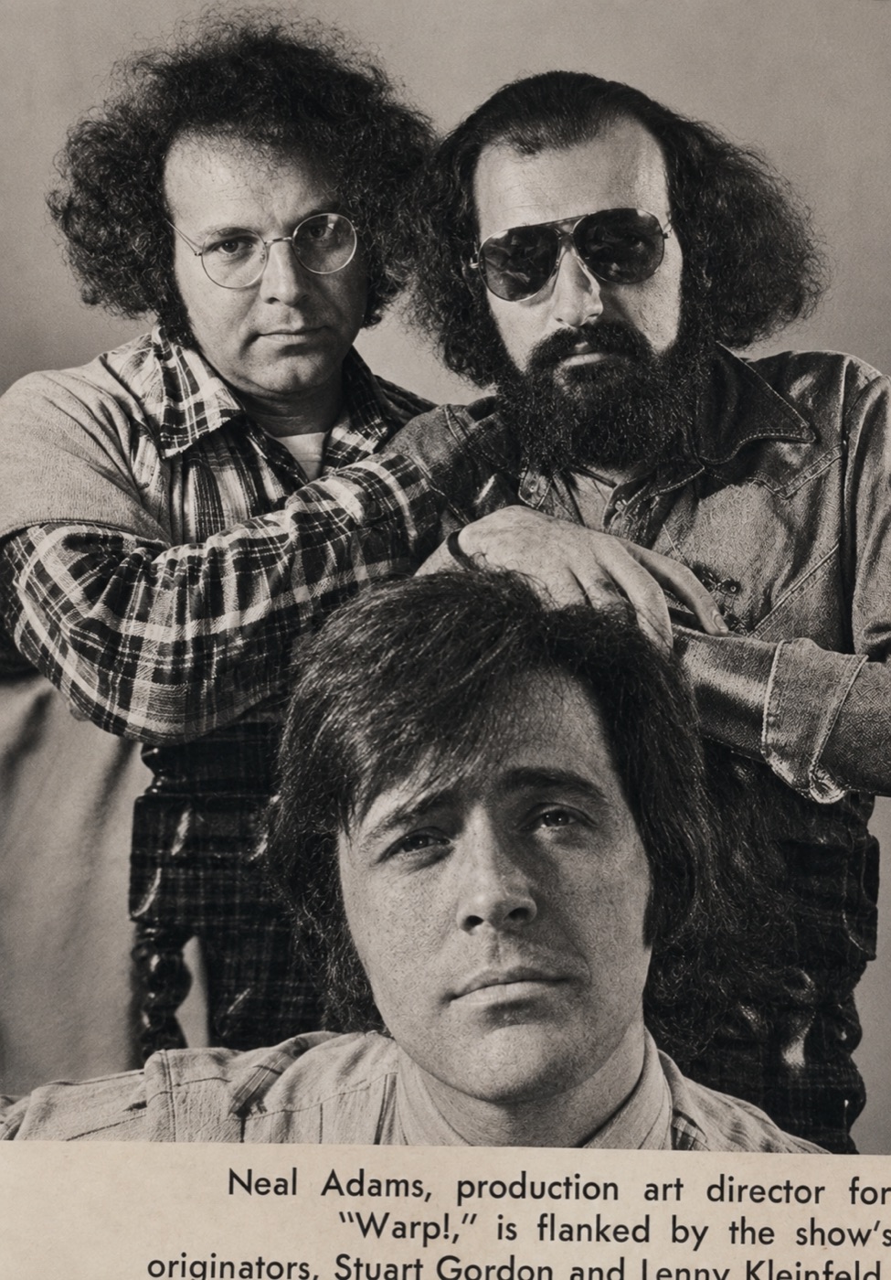 Neal Adams, production art director for Warp, with the show's originators Stuart Gordon and Lenny Kleinfeld